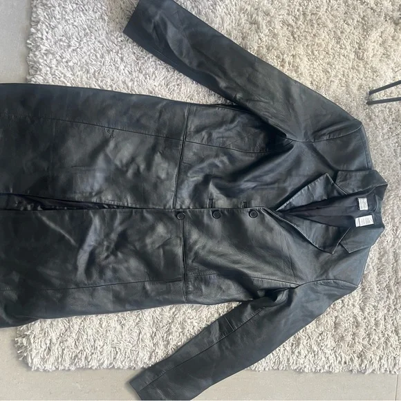 Vintage Emma James Liz Claiborne Leather trench coat - Picture 7 of 8